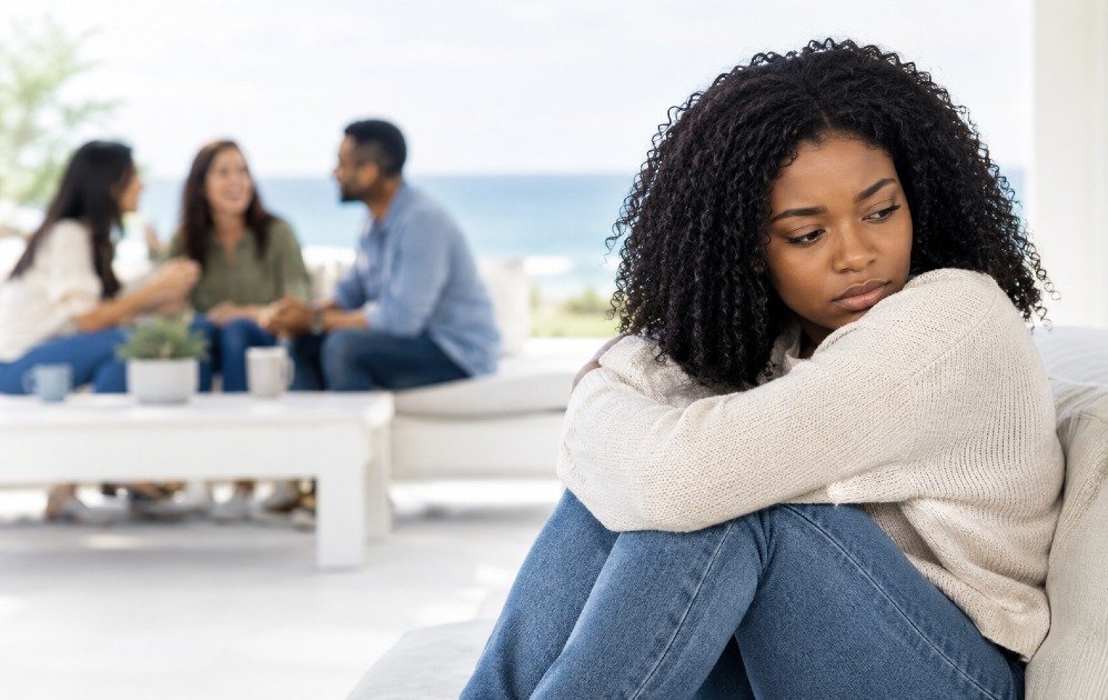 Person withdrawing from social interactions due to emotional stress