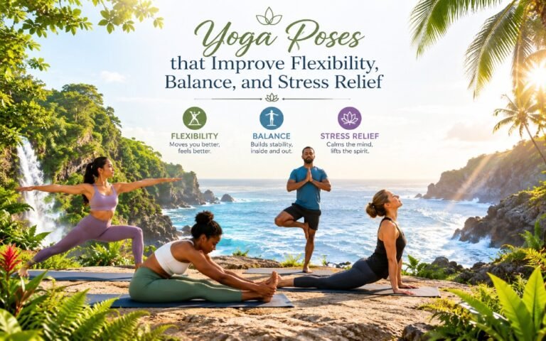 Yoga poses that improve flexibility, balance, and stress relief